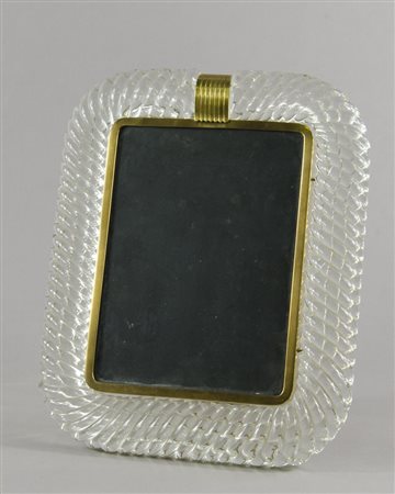 Barovier & Toso: grande cornice portafoto da tavolo in vetro trasparente...