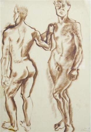 Avgust Cernigoj Trieste 1898-Sesana 1985 "Figure maschili" cm. 43x30 -...