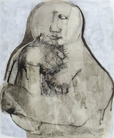 Oreste Dequel Capodistria 1923-Roma 1985 "Figura" cm. 58x46 - tecnica mista...