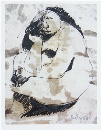 Oreste Dequel Capodistria 1923-Roma 1985 "Personaggio" cm. 19x14 - tecnica...