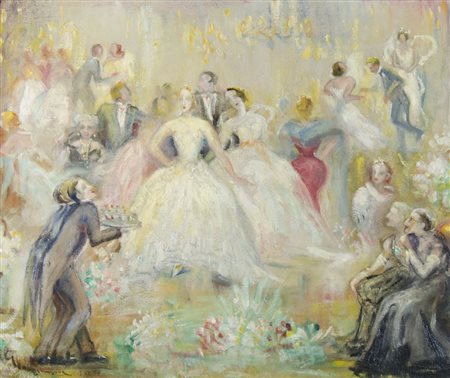 Amalia Glanzmann 1884-1976 "Festa di Gala" cm. 50x60 - olio su cartone...