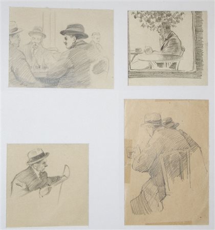 Carlo Sbisà Trieste 1899-1964 Lotto di 4 disegni entro unico passepartout...