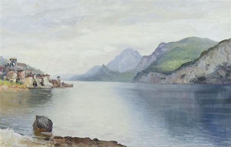 Luigi Vicentini 1907-1970 "Angolo di lago" cm. 35x55 - olio su compensato...