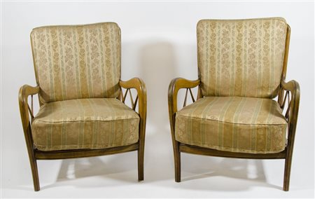 Lotto di 4 poltrone in legno. Disegno di P. Buffa 1940.