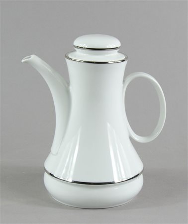 Eschenbach: teiera in porcellana bianca con bordi argentati.