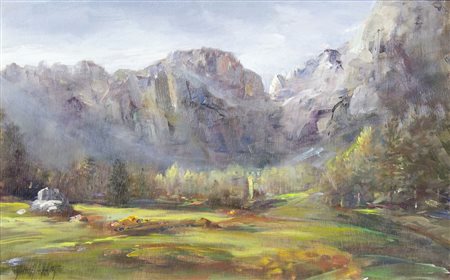 Rabotti "Val di Non" cm. 25x40 - olio su compensato Firmato b. a s. e datato...