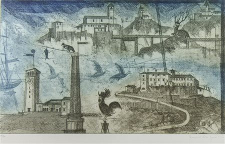 Cragnolini Tonino 1937 Lotto di 2 acqueforti cm. 50x70 firmate.