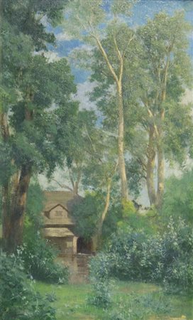 Carlos Pallya 1875-1930 "Bosco" cm. 25x15 - olio su tavoletta Firmato b. a s.