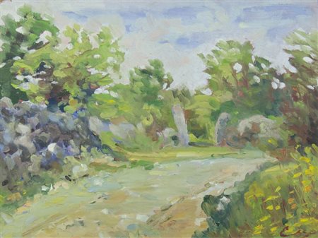 Pittore del '900 "Paesaggio estivo" cm. 30x40 - olio su cartone