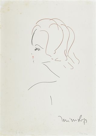 Harry Jelinek 1905-1986 "Modella di profilo" cm. 70x50 - litografia a colori...