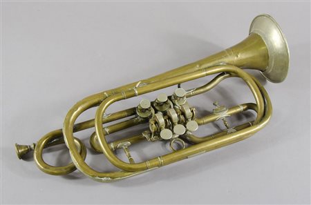 Tromba in ottone Stowasser's Sohne Graslitz. Difetti e restauri.
