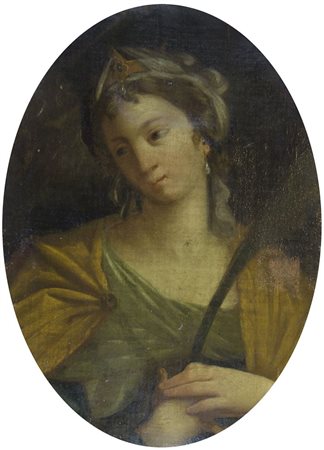 Maestro del XIX secolo "Santa" cm. 58x42 - olio su tela (difetti)