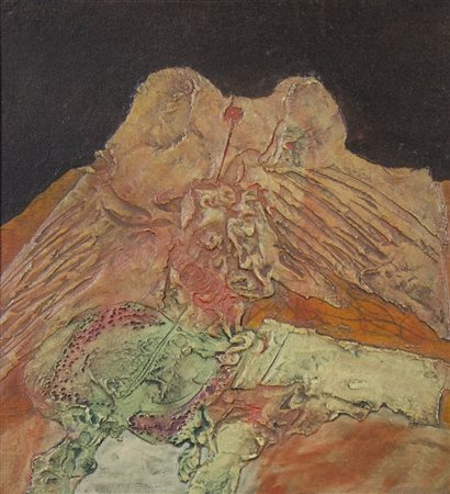 Bruno Chersicla Trieste 1937-2013 "Forma ancestrale" cm. 25x23 - olio...