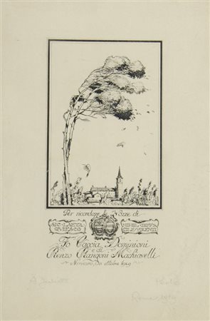 Paolo Caccia Dominioni 1896-1992 "Per ricordare le nozze" cm. 30x20 - china...