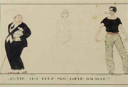 Paolo Caccia Dominioni 1896-1992 "Tra i due l'equilibrio del mio cuore" cm....