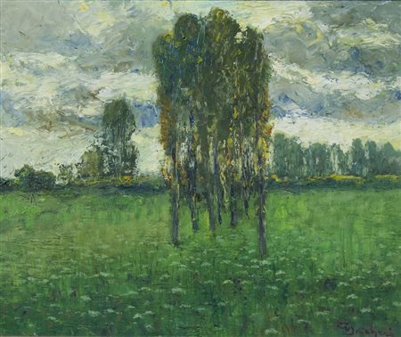 Giuseppe Sacheri 1863-1950 "Sera, Olanda" cm. 30x40 - olio su cartone Firmato...