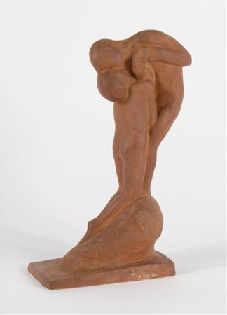 Giovanni Prini 1877-1958 "Gli amanti" h. cm. 26,5 - scultura in terracotta...