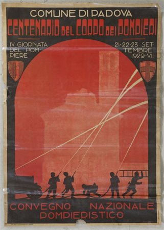 "Comune di Padova Centenario del corpo dei Pompieri 1929" cm. 97x68 -...