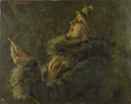 Pietro Lucano Trieste 1878-1972 "Wanda allo specchio" cm. 54x68 - olio su...