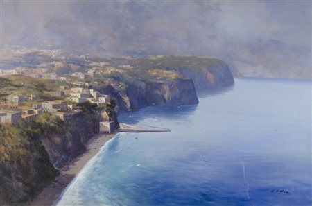 Pittore del '900 "Paese sul mare" cm. 60x90 - olio su tela