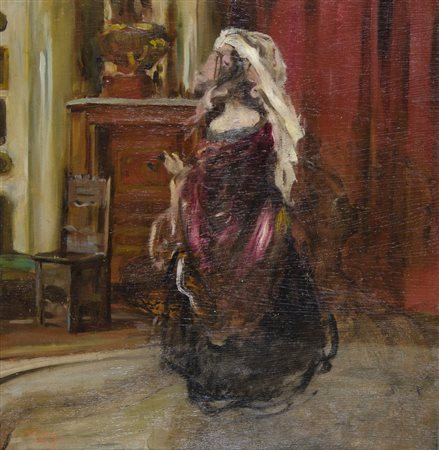 Carlo Wostry Trieste 1865-1943 "Srudio" (1922) cm. 50x50 - olio su cartone...