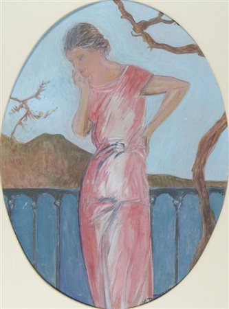 Marcello Dudovich Trieste 1878-Milano 1962 "Ragazza sul patio" cm. 40x30 -...
