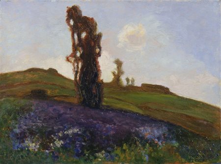 Teodoro Wolf Ferrari 1876-1945 "Paesaggio verso sera" cm. 24x32 - olio su...