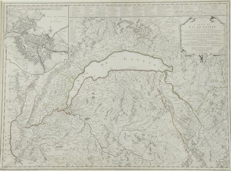 "Carte du Lac de Geneve" cm. 50x68 - carta geografica