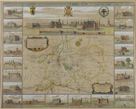 "La Chastelenie d'Ipre" cm. 40x50 - carta geografica a colori