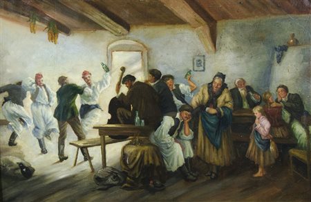 Sandor Alexander Bihari 1856-1906 "Scena in taverna" cm. 51x78 - olio su tela...