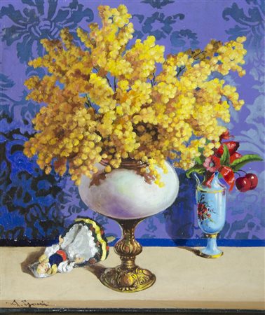 Alfio Paolo Graziani Roncoferrato 1900-1981 "Mimose" (1938) cm. 60x50 - olio...