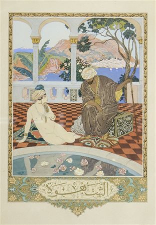 Leon Carre 1878-1942 "Scena galante cm. 26x20 - tecnica mista Firmato b. a d.