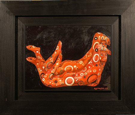 Rabarama (Roma 1969), "Globulizz-azione", olio su tela, cm. 30x40, firmato e...