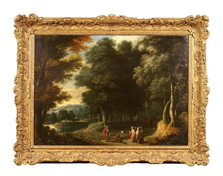 Scuola fiamminga del XVII secolo, "Cristo ed il centurione", olio su rame,...