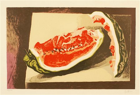 Renato Guttuso, (Bagheria 1911 - Roma 1987) "Anguria", litografia a colori,...