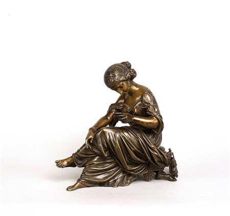 Scuola francese del XIX secolo, gruppo in bronzo patinato raffigurante...