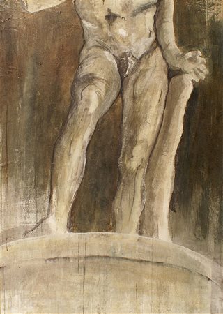 Pittore italiano degli anni 20/30, "Bozzetto di statua", olio su cartoncino...