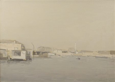 Renzo Codognotto (Roma 1938), "Laguna" olio su tela, cm.50x70, firmato in...