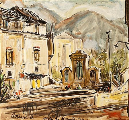 Antonio Asturi (Vico Equense 1904 - 1986), "Meta di Sorrento", tempera su...