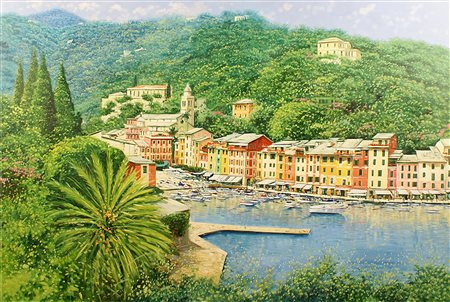 Claudio Ciardi (Salerno 1962), " Veduta di Portofino", olio su tela, cm....