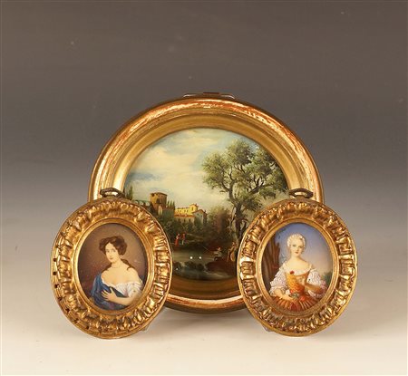 Lotto composto da tre miniature, tecniche e misure diverse.