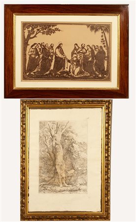 Lotto composto da due stampe raffiguranti soggetti sacri, misure diverse.