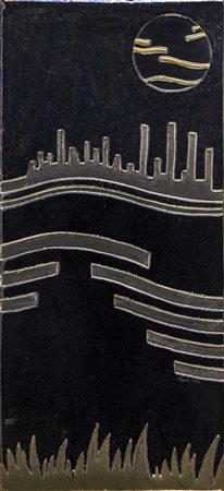 ANGELO FICOLA (1946) Senza titolo Piastra in terracotta maiolicata applicata...