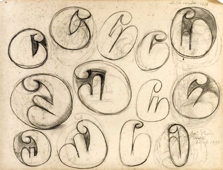 PIETRO CASCELLA (1921 - 2008) Studi sul tema del nascituro 1968 Disegno a...