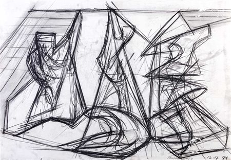 GIANCARLO SANGREGORIO (1925 - 2013) Senza titolo 1991 Disegno a matita grassa...