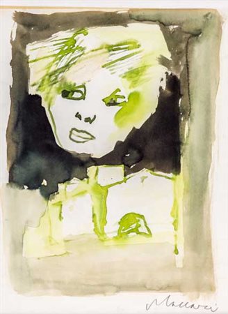 MINO MACCARI (1898 - 1989) Testina Acquarello su carta 24 x 18 cm Firmata in...