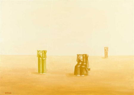 XANTE BATTAGLIA (1943) Figure jeratiche Olio su tela 50 x 70 cm Firmato in...