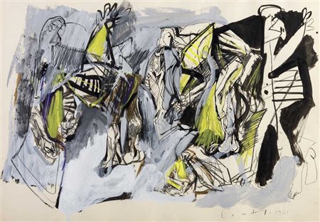CLAUDIO CINTOLI (1935 - 1978) Senza titolo 1961 Tecnica mista su carta 42,5 x...