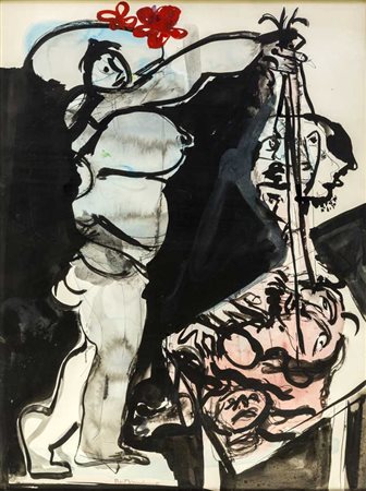 BERNARD DAMIANO (1926 - 2000) Senza titolo Tecnica mista su cartoncino 69 x...