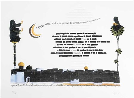 EMILIO ISGRO' (1937) C'era una volta lo spread Serigrafia, es. 78/300 50 x 70...